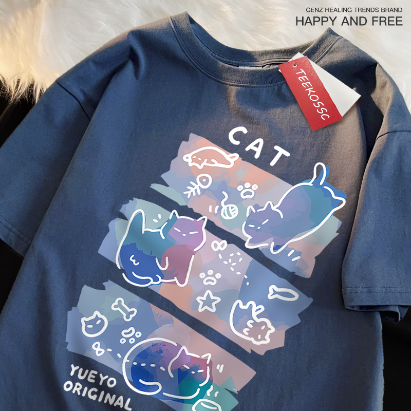 Kaus gaya Jepang Motif kucing  - Japan Lifestyle And Culture ulasan dan harga